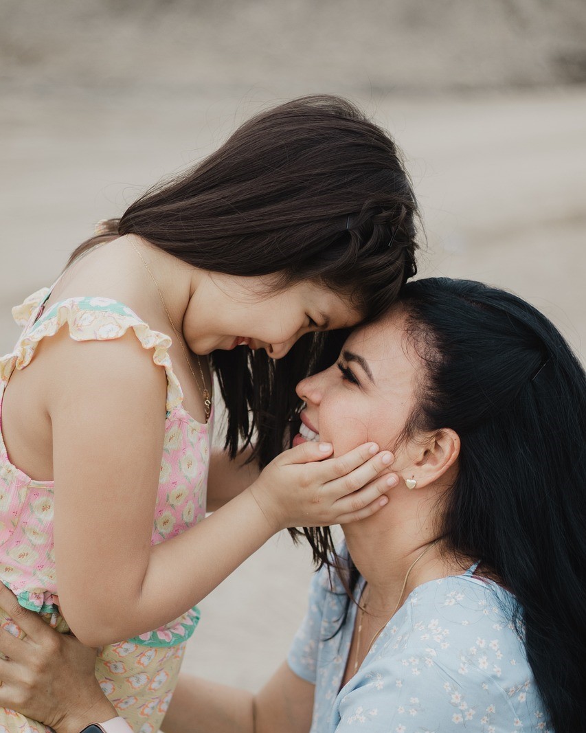 healthy and happy mother and daughter